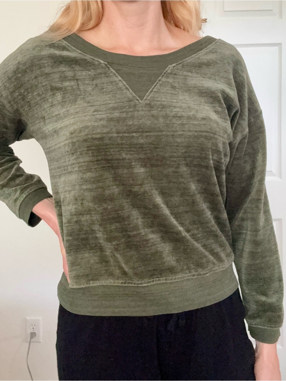 Juicy Couture Olive Green Off-the-Shoulder Women's Sweater